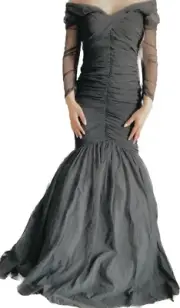 NWTS Truly ZAC Posen Tulle Mermaid Black Gown MSRP $3500