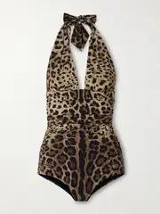 [Dolce & Gabbana] Dolce & Gabbana - Leopard-print Halterneck Swimsuit - Leopard print - 3 3 Animal print