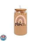 Yipaidel 16oz Beer Can Shaped Glass Cup with Bamboo Lid and Straw - Iced Coff