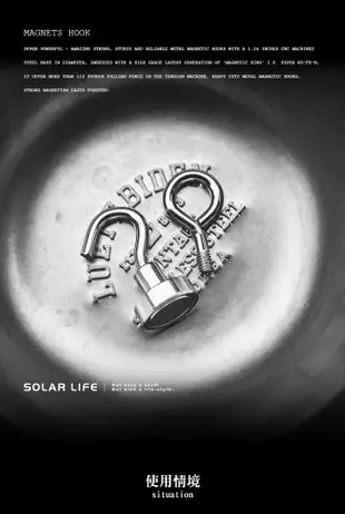 索樂生活 Solarlife 強磁掛勾+吊環套組 2in1 16mm/4入 強力磁鐵 多功能掛鉤 (7.4折)