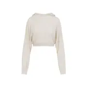 [Rick Owens] Rick Owens-Natural White Virgin Wool Cropped Hooded Tunic Pullover-Donna S STAND