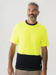 Hi Vis Short Sleeve Tee Yellow Navy