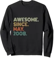 [X.Style] Vintage Awesome Since May 2008 Retro 15th Birthday Sweatshirt ds1465 Sweater (S) Black