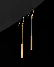 14K Italian Gold Bar Drop Earrings