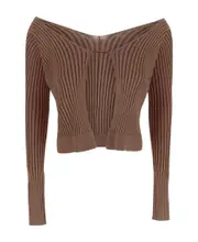 ribbed-knit open-front cardigan FR36,FR38,FR40,FR42 Brown
