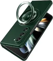 for Samsung Galaxy Z Fold6 Case with Ring,Compatible with Magnetic,PC Hard Protective Cover,with Stand Function,360° Rotating Magnetic,Simple Durable Slim Fit Phone Case 7.6inch,Green JUS15-26