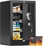 4.2 Cuft Large Biometric Safe for Home Use Fire and Water Proof, Anti-Theft Biometric Fingerprint Safe Security Box with Fireproof Waterproof Document Money Bag, Security Safety Box for Home Office