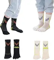 [Pursuestar] 2 Pairs Cotton Five Finger Toe Socks Athletic Sports Breathable Mesh Seperated Socks for Boys Girls Kids Teens 6-15 Years