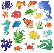 20 PCS Sea Animals Thick Gel Clings Ocean Window Gel Clings Decals Stickers for Kids, Toddlers and Adults Home Airplane Classroom Nursery Sea Animals Party Supplies Decoration Removable and Reusable （Sea animals)
