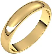 [JewelryWeb] 10k Yellow Gold 4mm Half Round Band Ring Size 7-Band Style-Ring for Women and Men