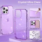 For iPhone 16 Pro Max 16e 15 14 Bling Glitter Clear Soft TPU +PC Hard BackCase