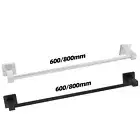 Single Square Towel Rail Rack 600/800mm Wall Holder Stainless Steel Chrome/Black