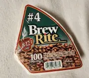 Brew Rite 100 Cone Coffee Filters Package 8-12 Cups #4 Melitta Krups Bosch + NEW