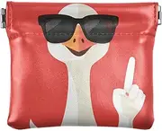 [Joitme] Funny Goose Red Coin Purse Wallet, Leather Coin Purse, Small Wallet Pouch, Funny Goose Red, 4.33x3.74In, Funny Goose Red