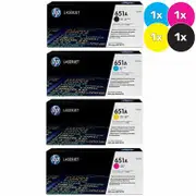 HP 651A Toner Cartridges Value Pack - Includes: [1 x Black, Cyan, Magenta, Yellow]