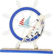 LIFKICH Rudder Shaped Ornament for Home Wooden Decor Mediterranean Style Desk Decor