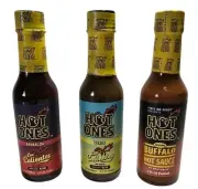 Hot Ones Lot of 3 Hot Sauces Buffalo, Los Calientes Barcacoa, Calientes Verde