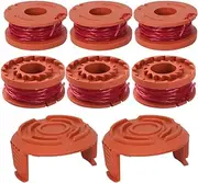 Grass Trimmer Spool Line Replacement Spool and Line Auto-feed Spool 6 rolls Trimmer Spool with 2 Replacement Spool Covers Nylon Mowing Line Garden Lawn Trimmers Edger Spool Line Compatible for worx