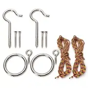 Hook and Ring Swing DIY Kit Heavy-Duty Hardware and String Ring Toss Game Indoor