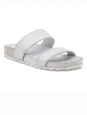 J/Slides Platino Metallic Edie Suede Sandals - Women - Sz 8M NEW in Box!