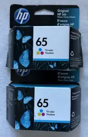 2-PACK HP GENUINE 65 TRI-COLOR INK EXP JUNE 2022