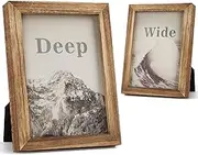 5x7 Picture Frame, Pack of 2 Rustic Picture Frames 5x7 with Real Glass, Solid Wood 5x7 Photo Frame for Table Top Display or Wall Mounted (Carbonized Brown)