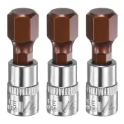 3pcs H10 Hex Bit Socket 1/4" Square Drive Metric Extension Impact Bit, Red