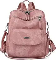[LAFRIOUS] PU Leather Women Backpack Purse Anti-theft Travel Backpack Multipurpose Ladies Handbag Convertible Shoulder Bag