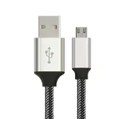 Astrotek 1m Micro USB Data Sync Charger Cable Cord Silver White Color for Samsung HTC Motorola Nokia Kndle Android Phone Tablet Devices AT-USBMICROBW-1M