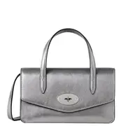 [Mulberry] Small Darley Top Handle Pewter Metallic Calf Nappa