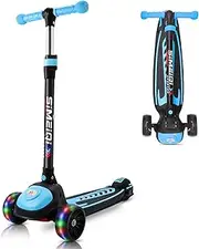 Kids Tri Scooter 3 Wheels for Kids 3-12 Years Old LED Flashing Light Adjustable Height Lean to Steer Technology Extral Wide Deck