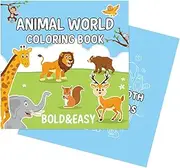 Animal Coloring Book, Adorable Character Drawing Pad, 40 Sheet Doodle Coloring Book, Easy and Simple Designs, Perfect for Relaxation, Girls Aged 3 to 5, 21 x 21 cm