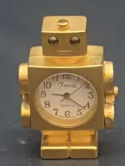 Robot Mini Clock In Gold For Desk