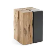 Kwango solid teak wood and metal side table, 29 x 29 cm