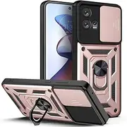 Compatible with Motorola Edge 30 Fusion Case,Compatible with Motorola Moto S30 Pro Magnetic Bracket [PC+TPU] 2 in 1 Slide Lens Pink