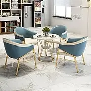 Office Reception Room Club Table and Chair Set, Reception Table and Chair Combination,Coffee Table and Chair Set,Negotiation Table,Kitchen & Dining Table, Meetings Small Round Tables (Color : Blue-b
