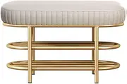 Simple Modern Shoe Changing Stool, Home Casual Light Luxury Shoe Bench Minimalist Sit-Down Shoe Changing Stool for Entryway, Bedroom, Living Room,60cm, Off-White