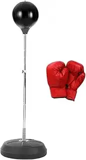 Hacienda Free-Standing Boxing Set - All-in-One Kit with Sturdy Stand, Punching Ball, Boxing Gloves, Air Pump, and Spanner. Durable PU Ball, Sprung Chrome Bar - Ideal for Sparring, Kickboxing