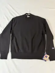 Champion Men Reverse Weave Turtle Neck Sweatshirt Size Medium NWT Black (E4)