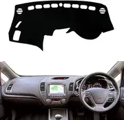 Car Flannel Dashboard Cover Dash Mat for Kia Cerato Forte K3 2013-2015 2016 2017 2018 Dashboard Protector(Black)
