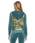 NWT Juicy Couture Logo Sequins Velour Original Jacket in Deep Petrol-Small