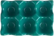 6 Grids Egg Trays Ceramic Egg Holder Anti-Slip Egg Box Frige Shockproof Egg Storage for Home Kitchen Restaurant-Green