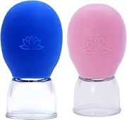2 Piece Set Facial Cupping Device,face Cupper,Silicone Glass Walking Cupper, Vacuum Suction Massager Cupper for unblocking meridians in The face, Back and Body