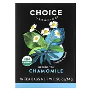 Choice Organic Teas, Herbal Tea, Chamomile, Caffeine Free, 16 Tea Bags, 0.50 oz (14 g)