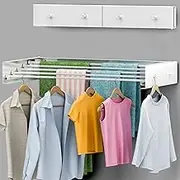 Foldable Wall Mounted Drying Rack 28 inch - Easy to Install Hanging Rack for Laundry Room - Space Saving Design with 55-lb Capacity - Perfect Drying Racks for Clothes Towels & More
