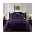 Chezmoi Collection Valor 7-Piece Bed in a Bag California King, Purple/Dark Pu...