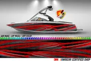 Red, Gray and Black Zig Zag Lines Graphic Boat Vinyl Wrap Pontoon etc.. Decal