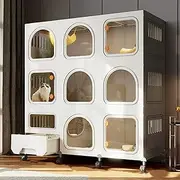 DIY Cat Cage with Wheels, Cat Enclosure with Cat Litter Box, Large 2/3 Tier Cat Playpen Cat Kennels, Collapsible Kennels Detachable Metal Wire Cat Crate, Large Exercise Place (Color : Gray, Size : 4