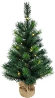 Whimsical 2.5-Foot Battery-Operated Miniature Pine Tree with Multicolor Lights
