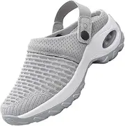 [WOFASHPURET] Air Mesh Sandals Shoes Women Ankle Strap Platform Sneakers Shoes for Women Flat Shoes Fashion Woman Walking Shoes Dressy Sneaker White Walking Sandals Toe Inside: Eva Grey